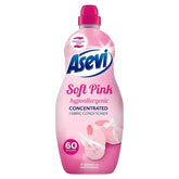 Asevi - Soft Pink Hypoallergenic Fabric Conditioner (1380ml, 60 washes) features a pink design with baby shoes, ideal for sensitive skin.